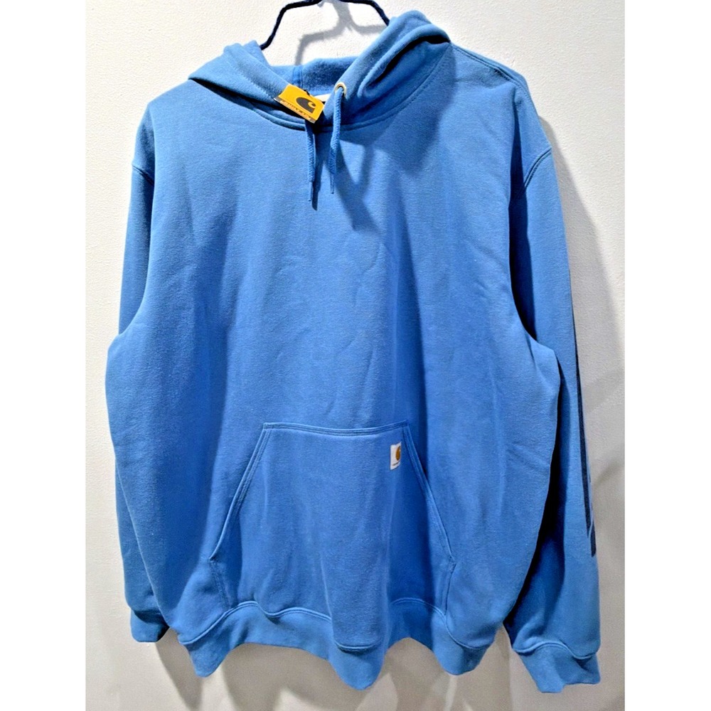 NWT Carhartt Men's XL Loose Fit Midweight Logo Sleeve Hoodie Blue 107060